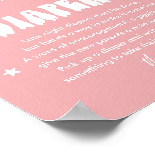 かわいい幽霊深夜おむつ赤ちゃんシャワーサイン ポスター (角)