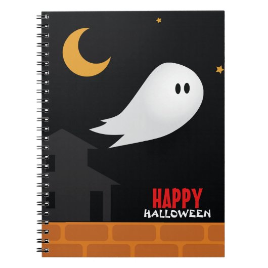 かわいい幽霊漫画ハロウィーンの夜 ノートブック (正面)