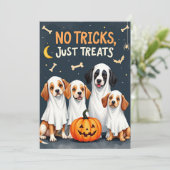 かわいい幽霊犬の面白いハロウィンカード カード (スタンド正面)