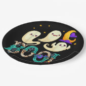 かわいい幽霊猫おかしなハロウィーンの衣装s ペーパープレート (アングル)