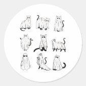 かわいい幽霊猫おかしなハロウィーン衣装コスチューム ラウンドシール (正面)