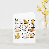 かわいい幽霊猫おかしなハロウィーン衣装コスチュームBla カード (黄色い花)