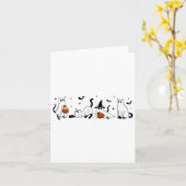 かわいい幽霊猫おかしなハロウィーン衣装コスチュームBla カード (黄色い花)