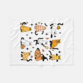 かわいい幽霊猫おかしなハロウィーン衣装コスチュームBla フリースブランケット (正面(横))