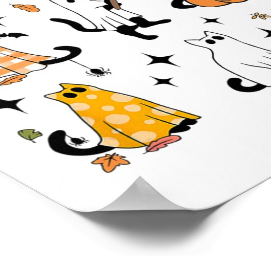 かわいい幽霊猫おかしなハロウィーン衣装コスチュームBla ポスター (角)