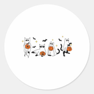 かわいい幽霊猫おかしなハロウィーン衣装コスチュームBla ラウンドシール