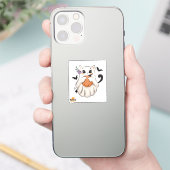 かわいい幽霊猫かぼちゃつき | 不気味ハロウィーンマグ シール (スマートフォン)