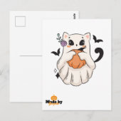 かわいい幽霊猫かぼちゃつき | 不気味ハロウィーンマグ ポストカード (正面/裏面)
