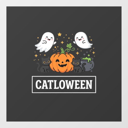 かわいい幽霊猫のハロウィンデザイン_1 ウィンドウサイン (シート)