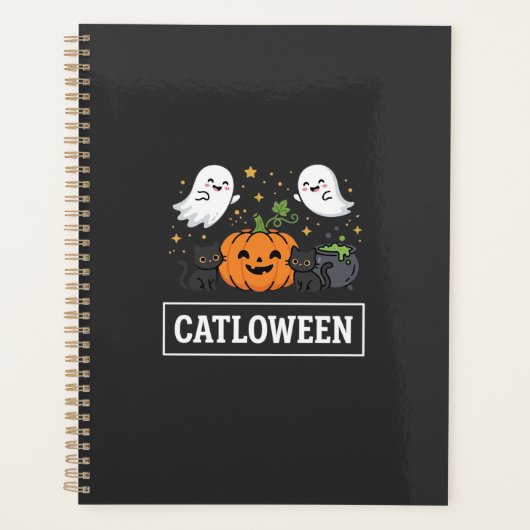 かわいい幽霊猫のハロウィンデザイン_1 プランナー手帳 (正面)