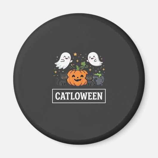 かわいい幽霊猫のハロウィンデザイン_1 マグネット (正面)