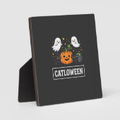 かわいい幽霊猫のハロウィンデザイン Catloween_1 フォトプラーク (正面)