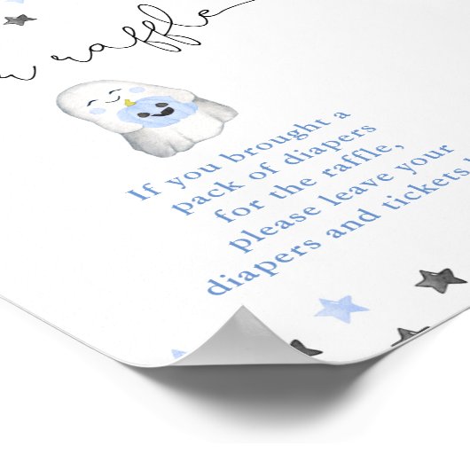 かわいい幽霊男の子の赤ちゃんシャワーおむつラッフルサイン ポスター (角)