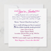 かわいい幽霊編み物ハロウィーン招待状ステッカー 招待状 (裏面)