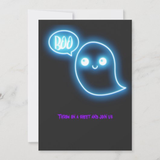 かわいい幽霊衣装ハローウィンパーティ 招待状 (裏面)