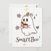 かわいい幽霊読の本、かわいい不気味なハロウィーン ポストカード (正面/裏面)