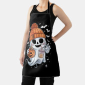 かわいい幽霊飲みコーヒーハロウィンアイスコーヒー エプロン (インサイチュ)