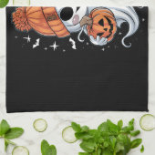 かわいい幽霊飲みコーヒーハロウィンアイスコーヒー キッチンタオル (折り畳み)