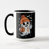 かわいい幽霊飲みコーヒーハロウィンアイスコーヒー マグカップ (左)
