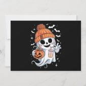 かわいい幽霊飲みコーヒーハロウィンアイスコーヒー 招待状 (正面)