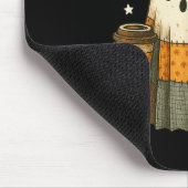 かわいい幽霊飲みコーヒーハロウィンパッチワークGho マウスパッド (コーナー)