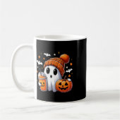 かわいい幽霊飲みコーヒーハロウィーン幽霊アイスコーフ コーヒーマグカップ (左)