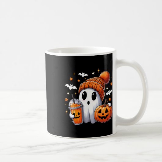 かわいい幽霊飲みコーヒーハロウィーン幽霊アイスコーフ コーヒーマグカップ (右)
