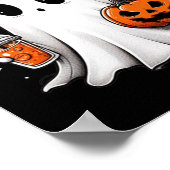 かわいい幽霊飲みコーヒーハロウィーン幽霊アイスコーフ ポスター (角)