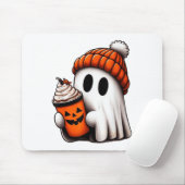 かわいい幽霊飲みコーヒーハロウィーン幽霊アイスコーフ マウスパッド (マウス)