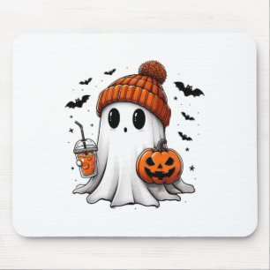 かわいい幽霊飲みコーヒーハロウィーン幽霊アイスコーフ マウスパッド