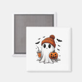 かわいい幽霊飲みコーヒーハロウィーン幽霊アイスコーフ マグネット (正面/裏面)