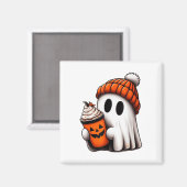 かわいい幽霊飲みコーヒーハロウィーン幽霊アイスコーフ マグネット (正面/裏面)