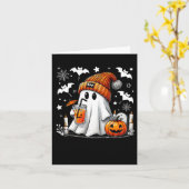 かわいい幽霊飲みコーヒーハロウィーン幽霊コーヒー カード (黄色い花)