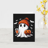 かわいい幽霊飲みコーヒーハロウィーン幽霊コーヒー カード (黄色い花)