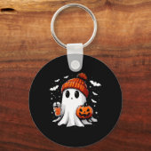 かわいい幽霊飲みコーヒーハロウィーン幽霊コーヒー キーホルダー (正面)