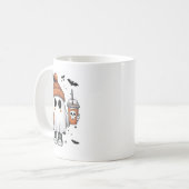 かわいい幽霊飲みコーヒーハロウィーン幽霊コーヒー コーヒーマグカップ (正面左)