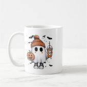 かわいい幽霊飲みコーヒーハロウィーン幽霊コーヒー コーヒーマグカップ (左)