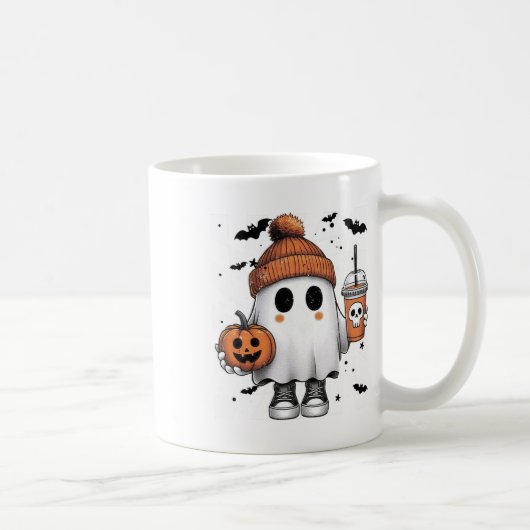 かわいい幽霊飲みコーヒーハロウィーン幽霊コーヒー コーヒーマグカップ (右)
