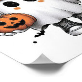 かわいい幽霊飲みコーヒーハロウィーン幽霊コーヒー ポスター (角)