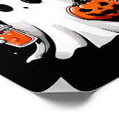 かわいい幽霊飲みコーヒーハロウィーン幽霊コーヒー ポスター (角)