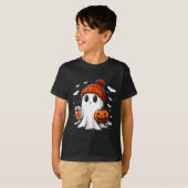 かわいい幽霊飲みコーヒーハロウィーン幽霊コーヒー Tシャツ (正面フル)