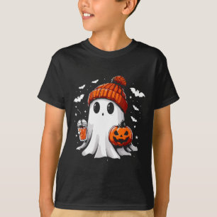 かわいい幽霊飲みコーヒーハロウィーン幽霊コーヒー Tシャツ