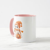 かわいい幽霊飲みコーヒーハロウィーン幽霊氷 マグカップ (正面左)