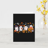 かわいい幽霊飲みコーヒーハロウィーン幽霊秋ボー カード (黄色い花)