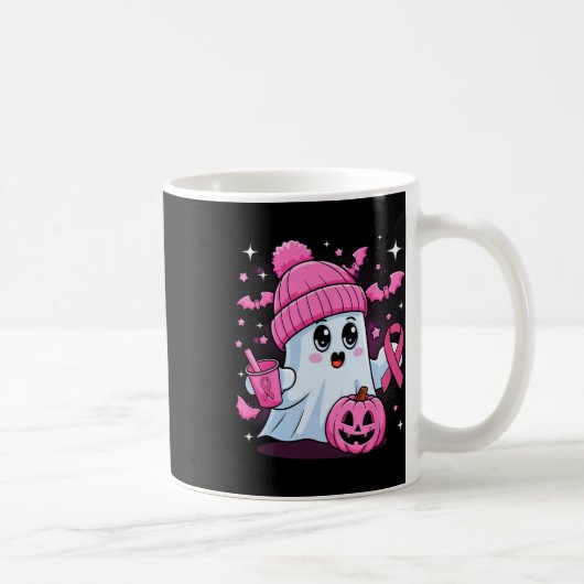 かわいい幽霊飲みコーヒーハロウィーン幽霊胸 コーヒーマグカップ (右)