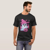 かわいい幽霊飲みコーヒーハロウィーン幽霊胸 Tシャツ (正面フル)