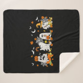 かわいい幽霊飲みコーヒーハロウィーン秋幽霊ボー シェルパブランケット (正面(横))