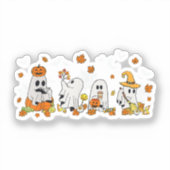 かわいい幽霊飲みコーヒーハロウィーン秋幽霊ボー シール (正面)