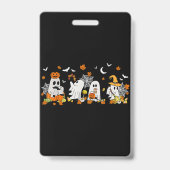 かわいい幽霊飲みコーヒーハロウィーン秋幽霊ボー バッジ (裏面)
