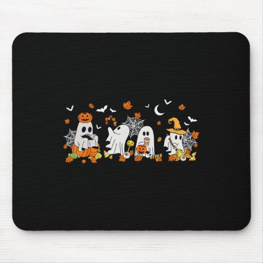 かわいい幽霊飲みコーヒーハロウィーン秋幽霊ボー マウスパッド (正面)